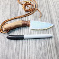 Grapevine Wood Handle Opalite Blade Knife Necklace  #5058  Mountain Man Necklace
