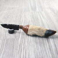 Deer Foot Handle Obsidian Blade Ornamental Knife #7058  Mountain Man Knife