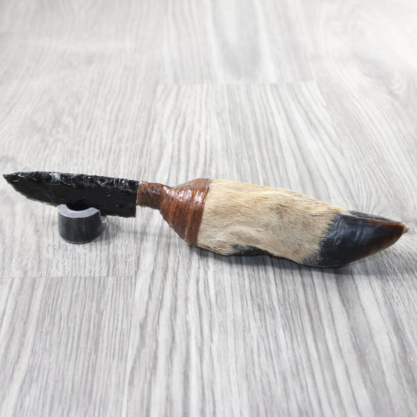 Deer Foot Handle Obsidian Blade Ornamental Knife #7058  Mountain Man Knife