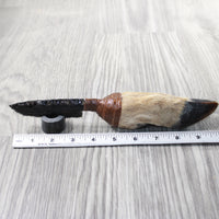 Deer Foot Handle Obsidian Blade Ornamental Knife #7058  Mountain Man Knife