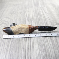 Deer Foot Handle Obsidian Blade Ornamental Knife #7058  Mountain Man Knife