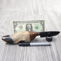 Deer Foot Handle Obsidian Blade Ornamental Knife #7058  Mountain Man Knife