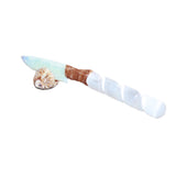 Selenite Spiral Handle Opalite Blade Ornamental Knife #20167     Mountain Man Knife