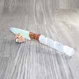 Selenite Spiral Handle Opalite Blade Ornamental Knife #20167     Mountain Man Knife