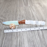 Selenite Spiral Handle Opalite Blade Ornamental Knife #20167     Mountain Man Knife