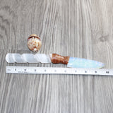 Selenite Spiral Handle Opalite Blade Ornamental Knife #20167     Mountain Man Knife