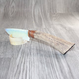 Elk Antler Handle Opalite Blade Ornamental Knife #11267     Mountain Man Knife