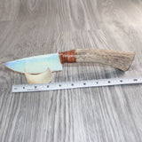 Elk Antler Handle Opalite Blade Ornamental Knife #11267     Mountain Man Knife