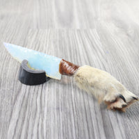 Coyote Foot Handle Opalite Blade Ornamental Knife #7258     Mountain Man Knife