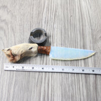 Coyote Foot Handle Opalite Blade Ornamental Knife #7258     Mountain Man Knife