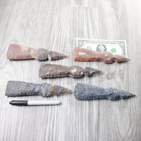 5 Stone Ornamental Tomahawk Heads  #8258    Agate Jasper Axe Hatchet Ax