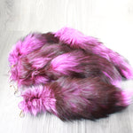 5 Dyed Silver Fox Tail Key Rings #5258  Taxidermy Keychain Tassel Bag Tag