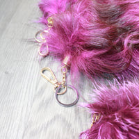 5 Dyed Silver Fox Tail Key Rings #5258  Taxidermy Keychain Tassel Bag Tag