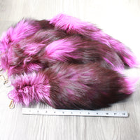 5 Dyed Silver Fox Tail Key Rings #5258  Taxidermy Keychain Tassel Bag Tag