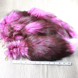 5 Dyed Silver Fox Tail Key Rings #5258  Taxidermy Keychain Tassel Bag Tag