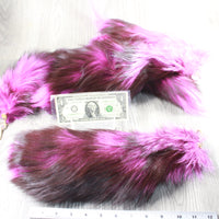5 Dyed Silver Fox Tail Key Rings #5258  Taxidermy Keychain Tassel Bag Tag