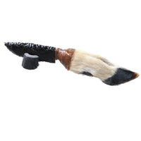 Deer Foot Handle Obsidian Blade Ornamental Knife #4358  Mountain Man Knife