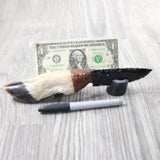 Deer Foot Handle Obsidian Blade Ornamental Knife #4358  Mountain Man Knife