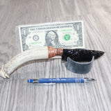 Deer Antler Crown Handle Obsidian  Blade Ornamental Knife #10667     Mountain Man Knife