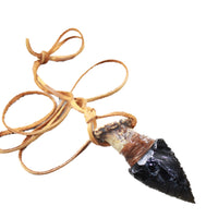 Small Antler Crown Handle  Obsidian Blade Knife Necklace  #5358  Mountain Man Necklace