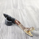 Rattlesnake Head Handle Obsidian Blade Ornamental Knife #4358  Mountain Man Knife