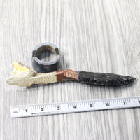 Rattlesnake Head Handle Obsidian Blade Ornamental Knife #4358  Mountain Man Knife