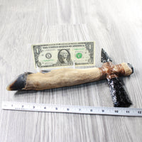 Deer Foot Handle Obsidian Head Ornamental Tomahawk #4358     Mountain Man Knife Axe Hatchet