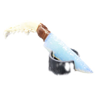Coyote Jaw Handle Opalite Blade Ornamental Knife #0358     Mountain Man Knife