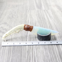Coyote Jaw Handle Opalite Blade Ornamental Knife #0358     Mountain Man Knife