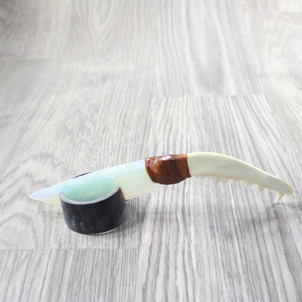 Coyote Jaw Handle Opalite Blade Ornamental Knife #0358     Mountain Man Knife