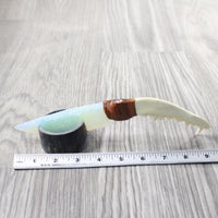 Coyote Jaw Handle Opalite Blade Ornamental Knife #0358     Mountain Man Knife