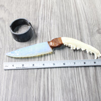 Coyote Jaw Handle Opalite Blade Ornamental Knife #0358     Mountain Man Knife