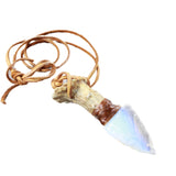 Antler Crown Handle  Opalite Blade Knife Necklace  #6358  Mountain Man Necklace