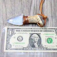 Antler Crown Handle  Opalite Blade Knife Necklace  #6358  Mountain Man Necklace