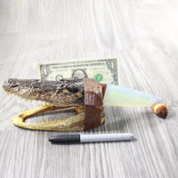 Alligator Head Handle Opalite Blade Ornamental Knife #2458     Mountain Man Knife