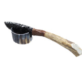 Moose Antler Handle Obsidian Blade Ornamental Knife #1458  Mountain Man Knife