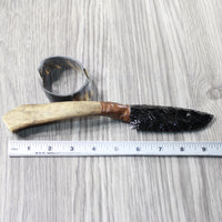 Moose Antler Handle Obsidian Blade Ornamental Knife #1458  Mountain Man Knife