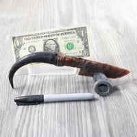Springbok Horn Handle Stone Blade Ornamental Knife #6458    Mountain Man Knife