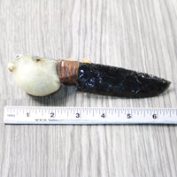 Parrot Puffer Fish Handle Obsidian Blade Ornamental Knife #6558  Mountain Man Knife