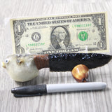Parrot Puffer Fish Handle Obsidian Blade Ornamental Knife #6558  Mountain Man Knife