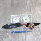 Orthoceras Fossil Handle Obsidian  Blade Ornamental Knife #06867     Mountain Man Knife
