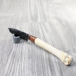 Deer Bone Handle Obsidian Blade Ornamental Knife #7558  Mountain Man Knife