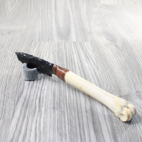 Deer Bone Handle Obsidian Blade Ornamental Knife #7558  Mountain Man Knife