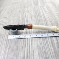 Deer Bone Handle Obsidian Blade Ornamental Knife #7558  Mountain Man Knife