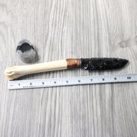 Deer Bone Handle Obsidian Blade Ornamental Knife #7558  Mountain Man Knife