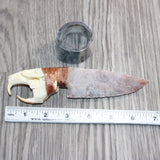 Muskrat Skull Handle Stone Blade Ornamental Knife #08567    Mountain Man Knife