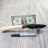 Deer Bone Handle Obsidian Blade Ornamental Knife #7558  Mountain Man Knife
