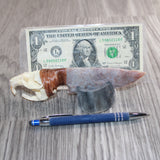 Muskrat Skull Handle Stone Blade Ornamental Knife #08567    Mountain Man Knife