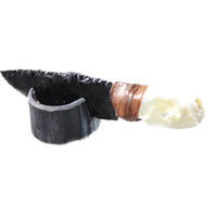 Mink Skull Handle Obsidian Blade Ornamental Knife #7558  Mountain Man Knife