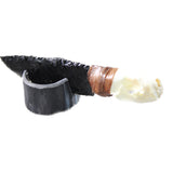 Mink Skull Handle Obsidian Blade Ornamental Knife #7558  Mountain Man Knife